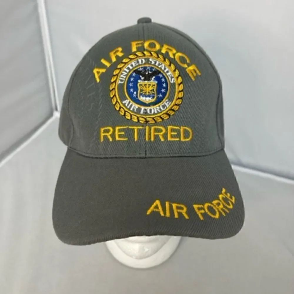 U.S. Air Force USAF Emblem Embroidered Cap Hat Gray Hook and Loop Adjustable in